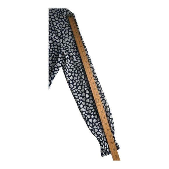 J.CREW Womens Size M White Navy Blue Pintuck Heart Print Popover Blouse Top - Picture 10 of 15